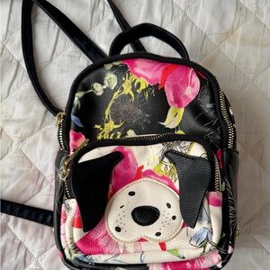 Betsey Johnson Black and Pink Floral Backpack